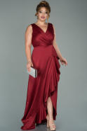 Большое Атласное Платье Бордовый ABU1852