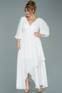 Длинное Шифоновое Вечернее Платье Белый ABU3407
