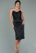 Короткое Атласное Платье Черный ABK1100