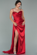 Длинное Атласное Выпускное Платье красный ABU1887