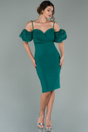 Короткое Ночное Платье Изумрудно-зеленый ABK1000
