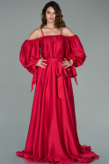 Длинное Атласное Платье Для Помолвки красный ABU1656