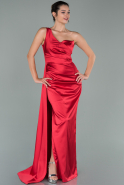 Длинное Атласное Выпускное Платье красный ABU1681