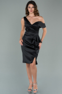 Короткое Атласное Платье Черный ABK1110