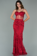 Атласное Платье Русалка Для Вечера красный ABU1877