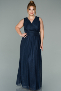 Длинное Свободное Вечернее Платье Темно-синий ABU1907
