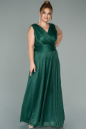 Длинное Свободное Вечернее Платье Изумрудно-зеленый ABU1907