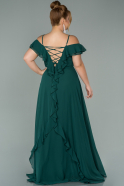 Большое Шифоновое Вечернее Платье Изумрудно-зеленый ABU1892