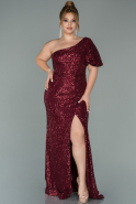 Длинное Свободное Вечернее Платье Бордовый ABU1893