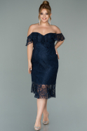 Большое Короткое Кружевное Платье Темно-синий ABK1105