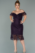 Большое Короткое Кружевное Платье Пурпурный ABK1105