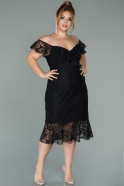 Большое Короткое Кружевное Платье Черный ABK1105