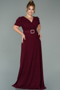 Длинное Свободное Вечернее Платье Бордовый ABU1904
