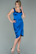 Короткое Атласное Платье Ярко-синий ABK1113
