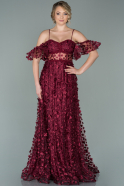 Длинное Помолвочное Платье Бордовый ABU1917