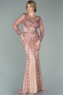 Длинное Платье Высокой Моды Пыльно-розовый ABU976