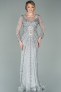 Длинное Платье Высокой Моды Серебряный ABU976