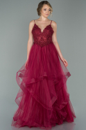 Длинное Вечернее Платье Бордовый ABU1638