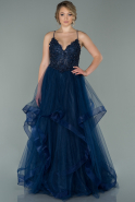 Длинное Вечернее Платье Темно-синий ABU1638