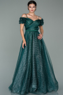 Длинное Помолвочное Платье Изумрудно-зеленый ABU1492