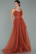 Длинное Помолвочное Платье Цвет корицы ABU1450