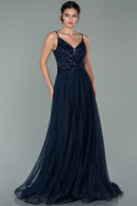 Длинное Помолвочное Платье Темно-синий ABU1910