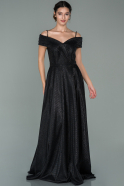Длинное Вечернее Платье Черный ABU1923