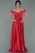 Длинное Атласное Вечернее Платье красный ABU1937