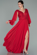Длинное Шифоновое Вечернее Платье красный ABU1942