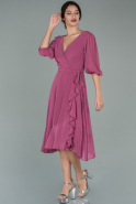 Короткое Шифоновое Платье Пыльно-розовый ABK483