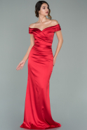 Длинное Атласное Вечернее Платье красный ABU1943