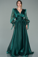 Длинное Вечернее Платье Изумрудно-зеленый ABU1951