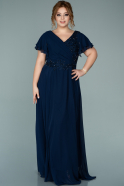 Большое Шифоновое Вечернее Платье Темно-синий ABU1966