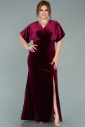 Длинное Бархатное Вечернее Платье Бордовый ABU1968