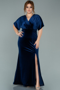 Длинное Бархатное Вечернее Платье Темно-синий ABU1968