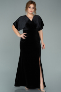 Длинное Бархатное Вечернее Платье Черный ABU1968