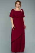 Длинное Шифоновое Вечернее Платье Бордовый ABU1934