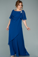 Длинное Шифоновое Вечернее Платье Ярко-синий ABU1934