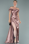 Длинное Атласное Платье Для Помолвки Пыльно-розовый ABU1606