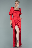 Длинное Атласное Вечернее Платье красный ABU1977