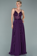 Длинное Шифоновое Вечернее Платье Пурпурный ABU1900