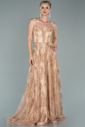 Длинное Вечернее Платье Золотой ABU1890