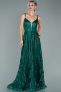 Длинное Вечернее Платье Изумрудно-зеленый ABU1890