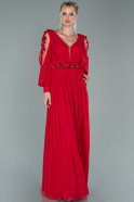 Длинное Шифоновое Вечернее Платье красный ABU1926