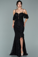 Длинное Вечернее Платье Из Кружева Черный ABU1980