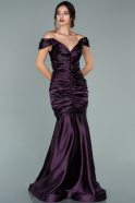 Атласное Выпускное Платье Русалка Тёмно-пурпурный ABU1967