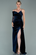 Длинное Велюровое Вечернее Платье Темно-синий ABU1993