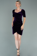 Короткое Бархатное Платье Пурпурный ABK1140