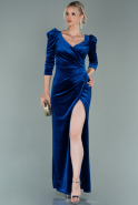 Длинное Велюровое Вечернее Платье Ярко-синий ABU1997