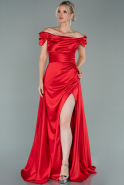Длинное Атласное Вечернее Платье красный ABU2003